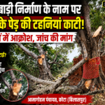 आंगनबाड़ी भवन निर्माण के नाम पर बरगद के पेड़ को पहुंचाया नुकसान, ग्रामीणों ने उठाए सवाल
